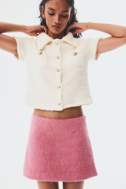 H&M - Women White Short-Sleeved Teddy Cardigan