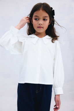 H&M - Girls White Sailor-Collared Cotton Blouse