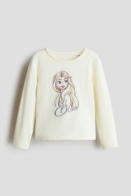 H&M - Girls White Long-Sleeved Cotton Top