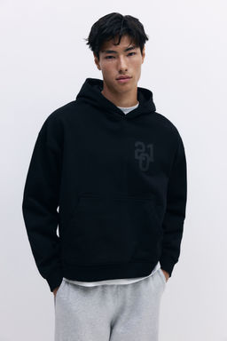 H&M - Men Black Oversized Fit Boxy Hoodie
