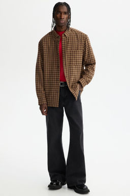 H&M - Men Beige Relaxed Fit Wool-Blend Shirt