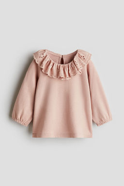 H&M - Girls Pink Broderie Anglaise-Collared Top