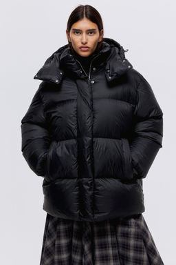 H&M - Women Black Hooded Down Puffer Jacket
