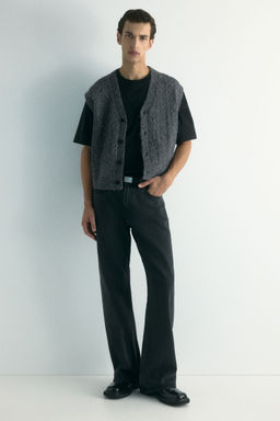 H&M - Men Grey Loose Fit Cable-Knit Sweater Vest