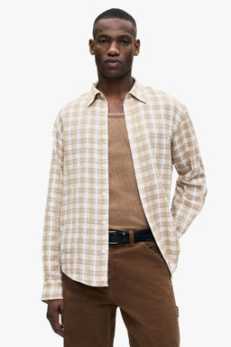 H&M - Men Beige Relaxed Fit Cotton Shirt