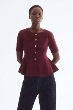 H&M - Women Red Peplum Cardigan