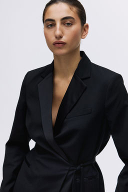 H&M - Women Black Tie-Detail Wrap Blazer
