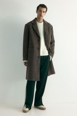 H&M - Men Beige Wool-Blend Coat