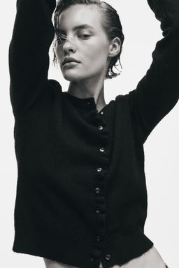 H&M - Women Black Frill-Trimmed Cardigan