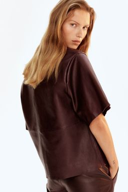 H&M - Women Red Leather T-Shirt