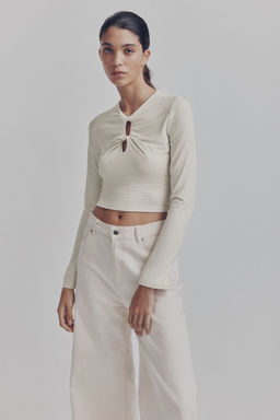 H&M - Women Beige Twist-Detail Top