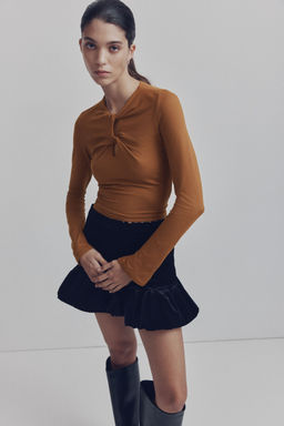 H&M - Women Brown Twist-Detail Top