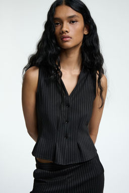 H&M - Women Black Collared Waistcoat
