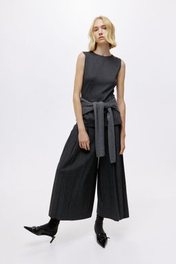 H&M - Women Grey Ponte Di Roma Peplum Top