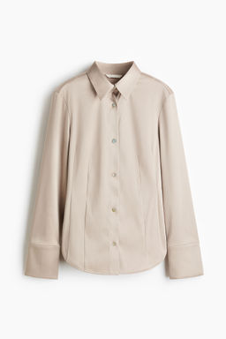 H&M - Women Beige Fitted Twill Shirt