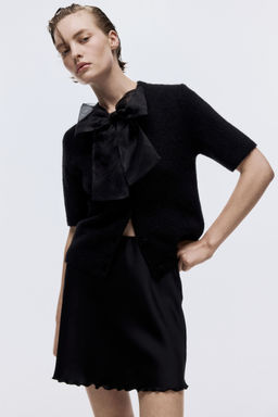 H&M - Women Black Bow-Detail Knitted Cardigan