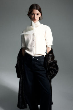 H&M - Women Beige Bow-Detail Knitted Cardigan