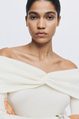 H&M - Women White Off-The-Shoulder Jumper