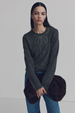 H&M - Women Grey Embellished Jumper