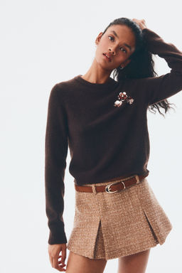 H&M - Women Brown Embellished Jumper