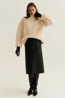 H&M - Women Beige Cable-Knit Jumper