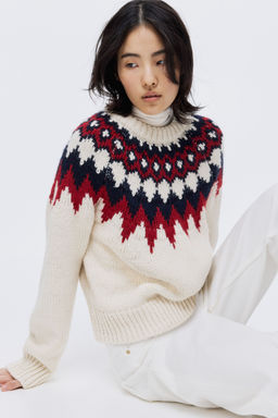 H&M - Women White Jacquard-Knit Jumper