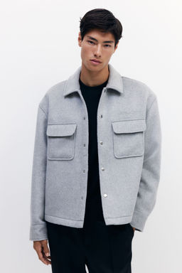 H&M - Men Grey Wool-Blend Overshirt