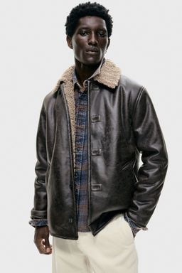 H&M - Men Brown Jacket In Coated Fabric