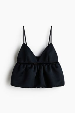 H&M - Women Black Bubble-Hem Strappy Top