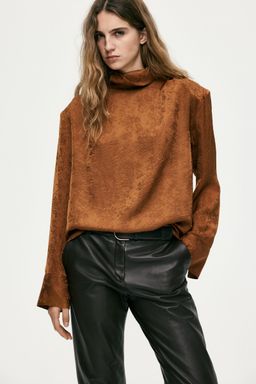 H&M - Women Brown Shoulder-Pad Blouse