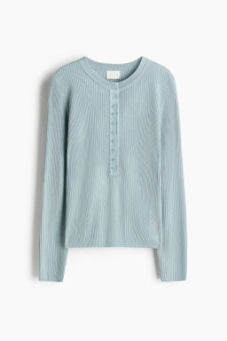 H&M - Women Turquoise Rib-Knit Top