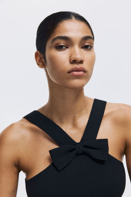 H&M - Women Black Bow-Detail Top