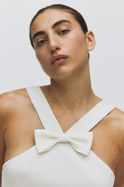 H&M - Women White Bow-Detail Top