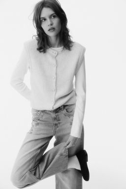 H&M - Women Beige Rib-Knit Waistcoat