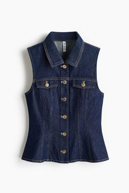 H&M - Women Blue Peplum Denim Waistcoat