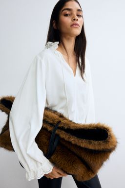 H&M - Women Beige Frill-Trimmed Blouse