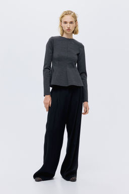 H&M - Women Grey Jersey Peplum Top