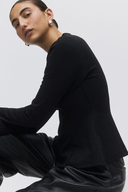 H&M - Women Black Jersey Peplum Top