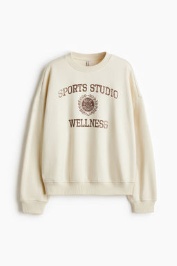 H&M - Women Beige Motif-Detail Sweatshirt