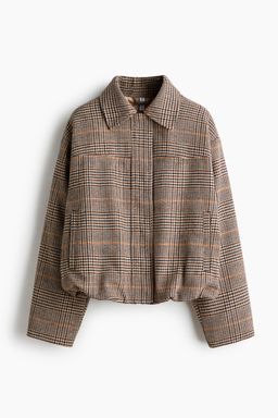 H&M - Women Beige Collared Bomber Jacket