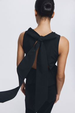 H&M - Women Black Tie-Detail Peplum Top