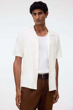 H&M - Men White Regular Fit Jersey Resort Shirt
