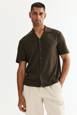 H&M - Men Black Regular Fit Jersey Resort Shirt