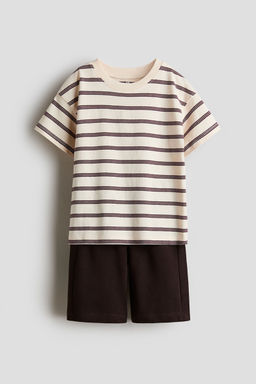 H&M - Boys Beige 2-Piece T-Shirt And Shorts Set