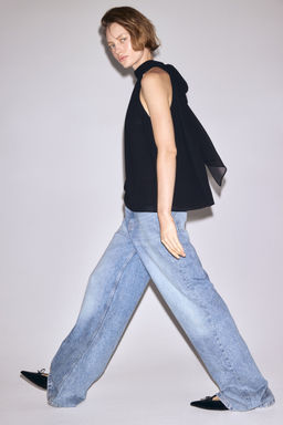 H&M - Women Black Scarf-Collar Top