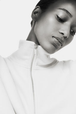 H&M - Women Beige Zip-Top Sweatshirt