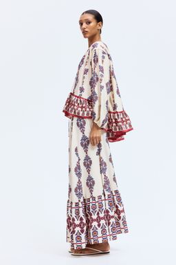 H&M - Women Beige Flounce-Trimmed Blouse