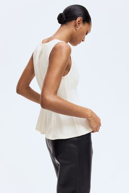H&M - Women White Sleeveless Peplum Top