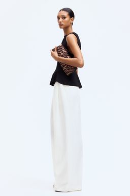 H&M - Women Black Sleeveless Peplum Top