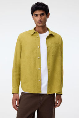H&M - Men Yellow Regular Fit Seersucker Shirt